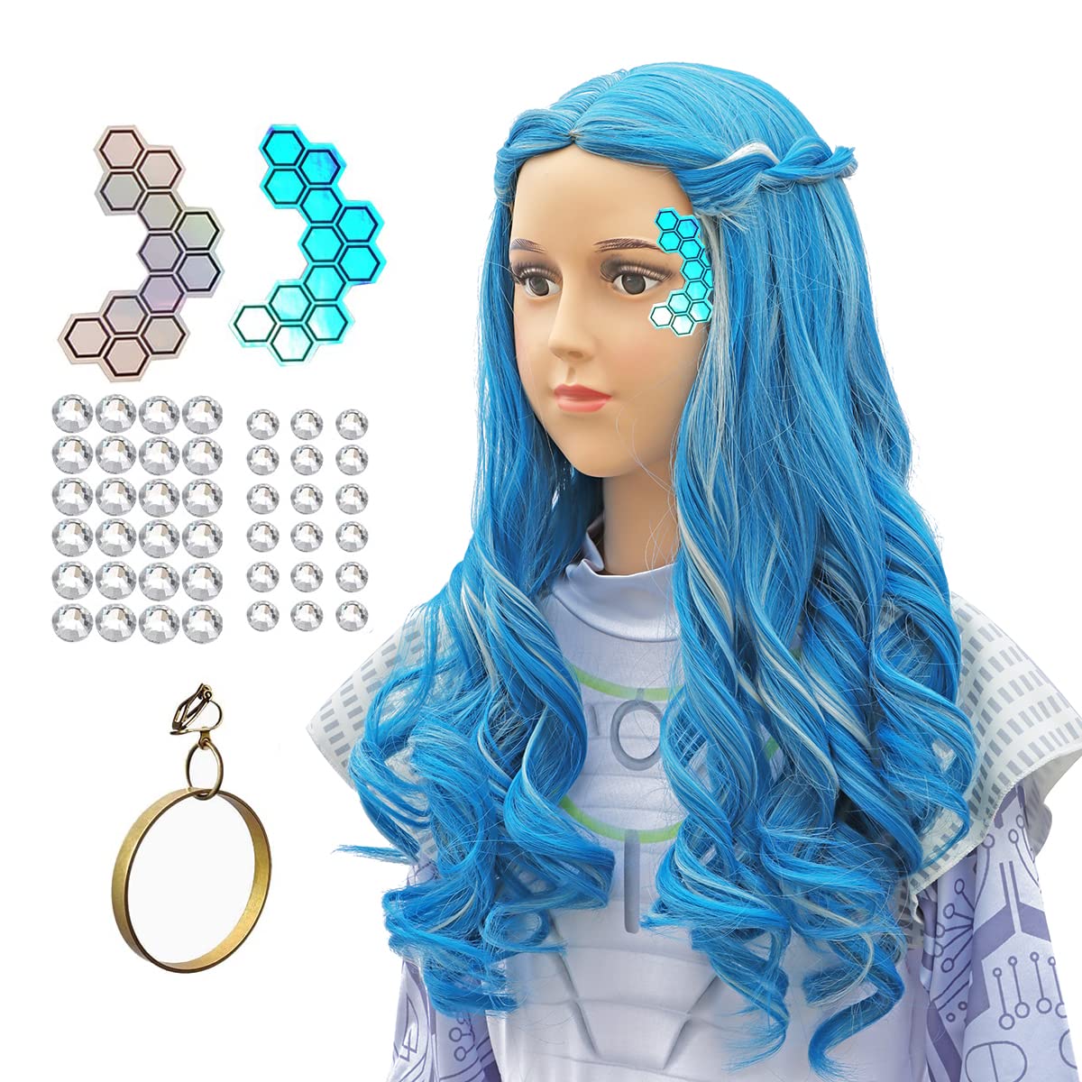 Cheap long blue clearance wig