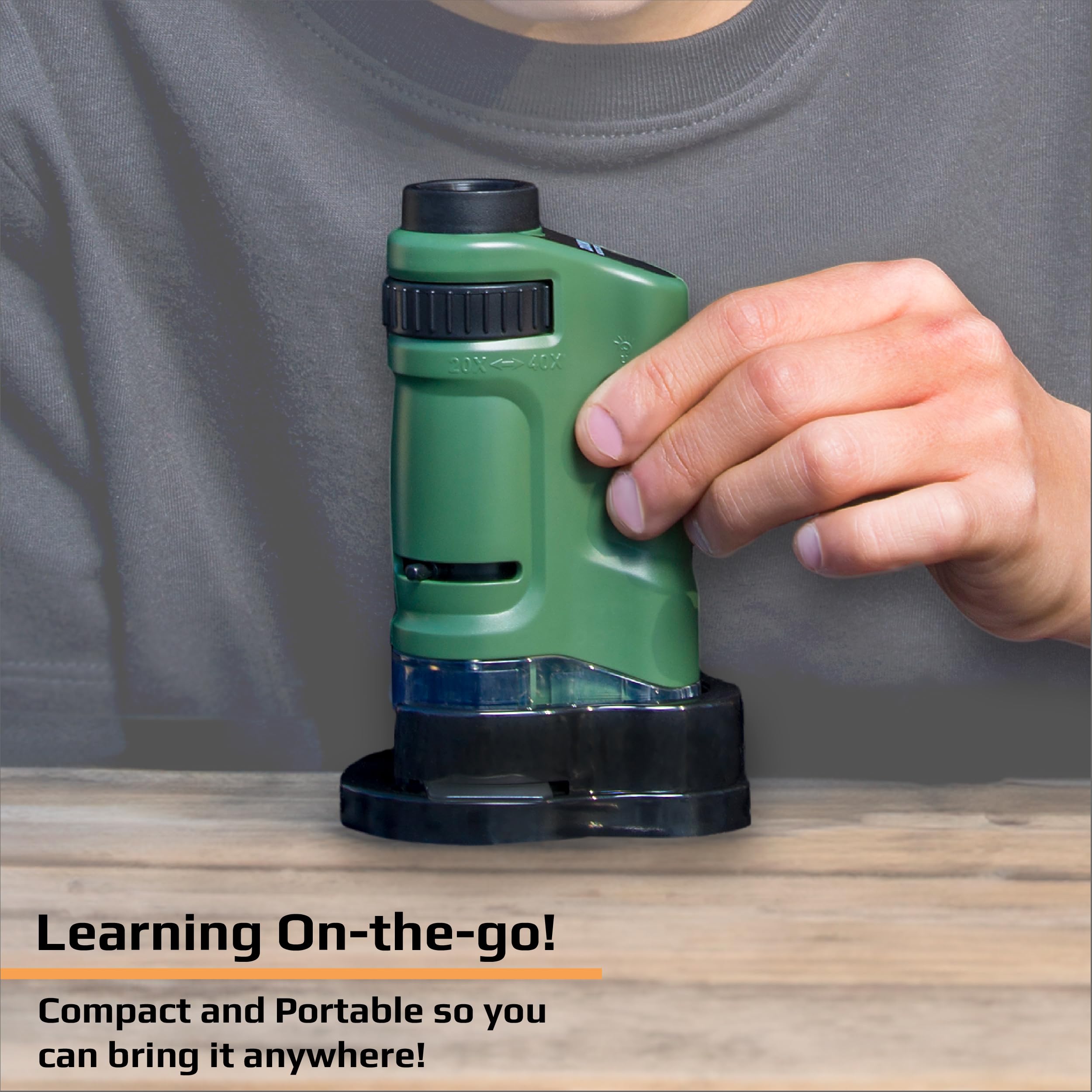 Peacoco MicroBrite 20x-40x Zoom LED Lighted Pocket Microscope (MM-24)