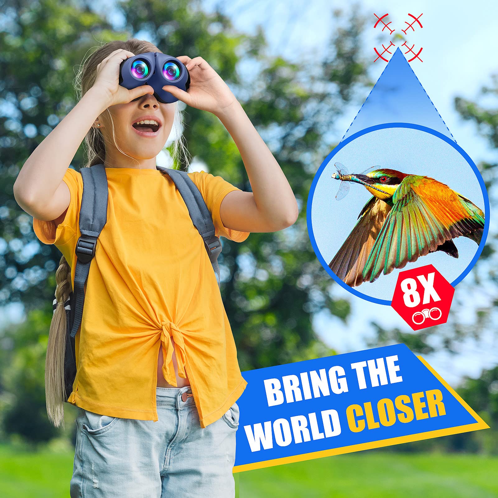 Peacoco Binocular for Kids, Compact High Resolution Shockproof Binoculars