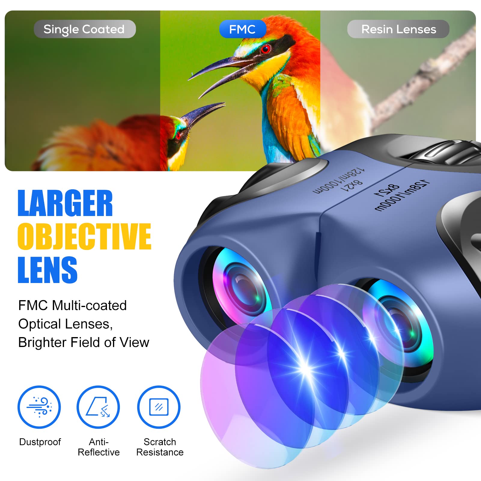 Peacoco Binocular for Kids, Compact High Resolution Shockproof Binoculars