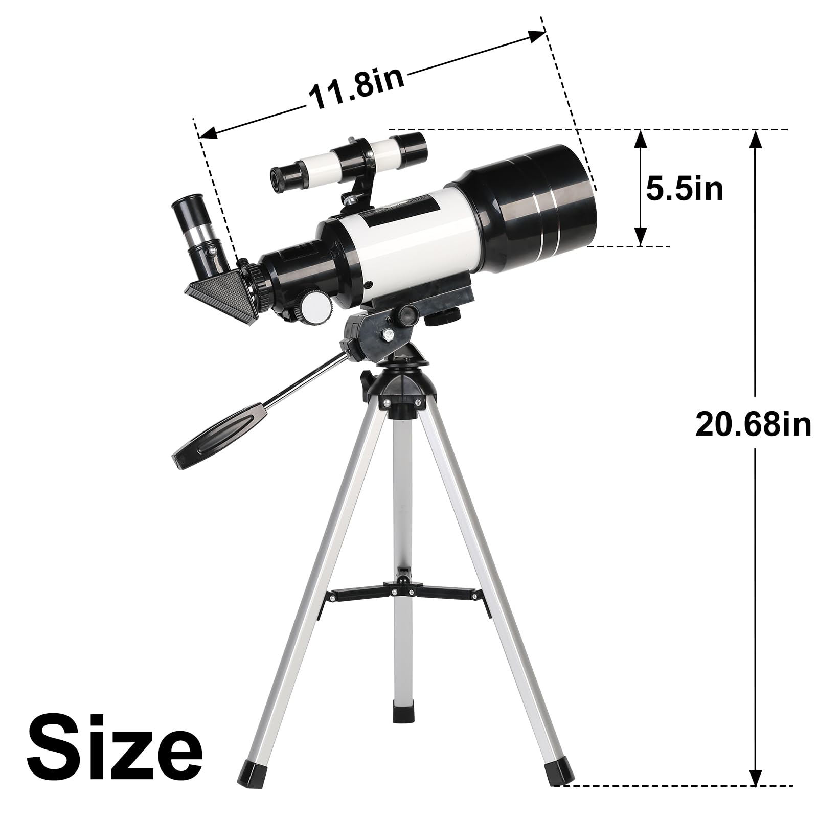 Peacoco Telescope for Adults & Kids, 70mm Aperture Refractor (15X-150X) Portable Travel Telescope with Phone Adapter & Wireless Remote, Astronomy Beginners Gifts, Black