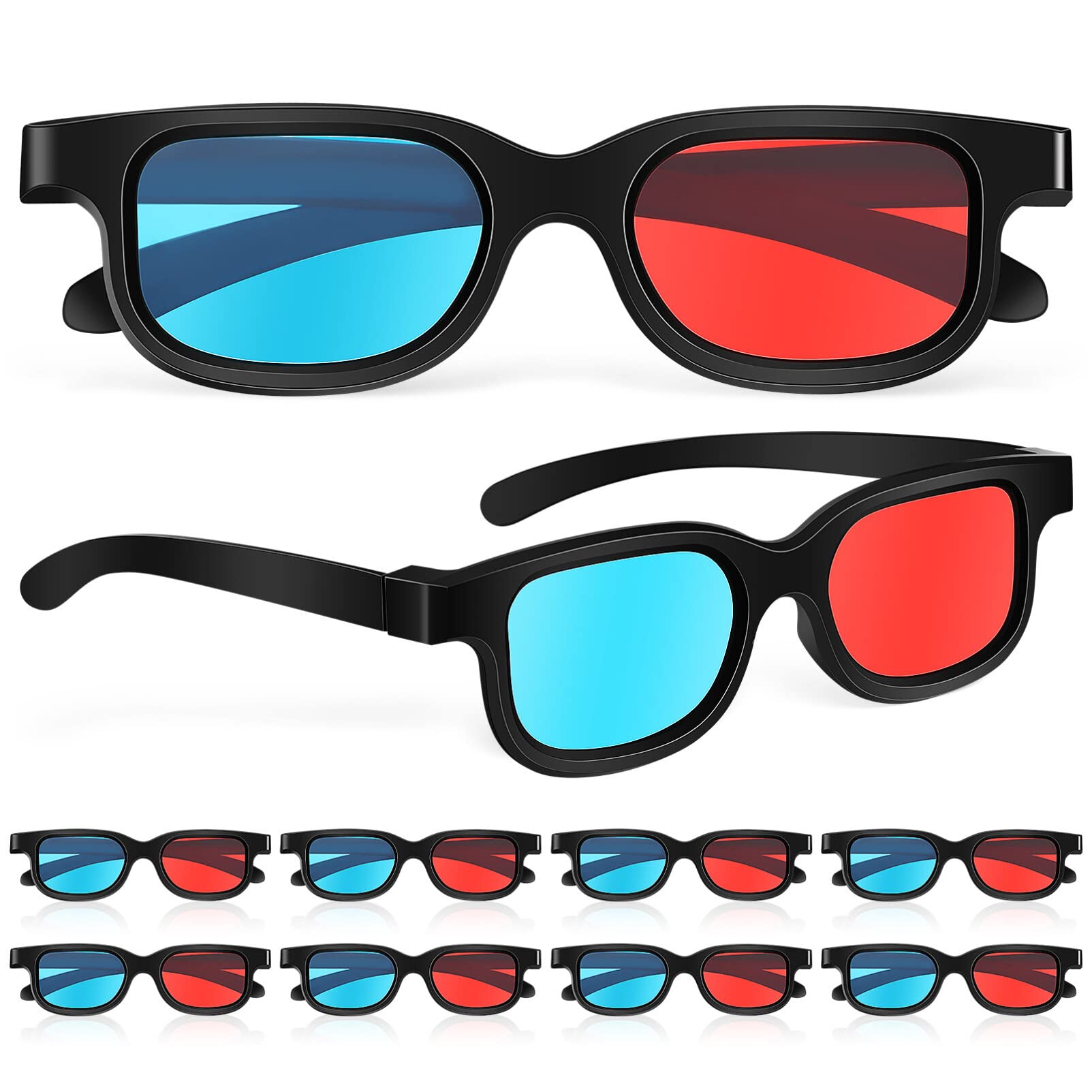 Peacoco 10 Pcs 3D Viewing Glasses 3D Movie Game Glasses Red-Blue 3D Glasses for TV Cinema Films