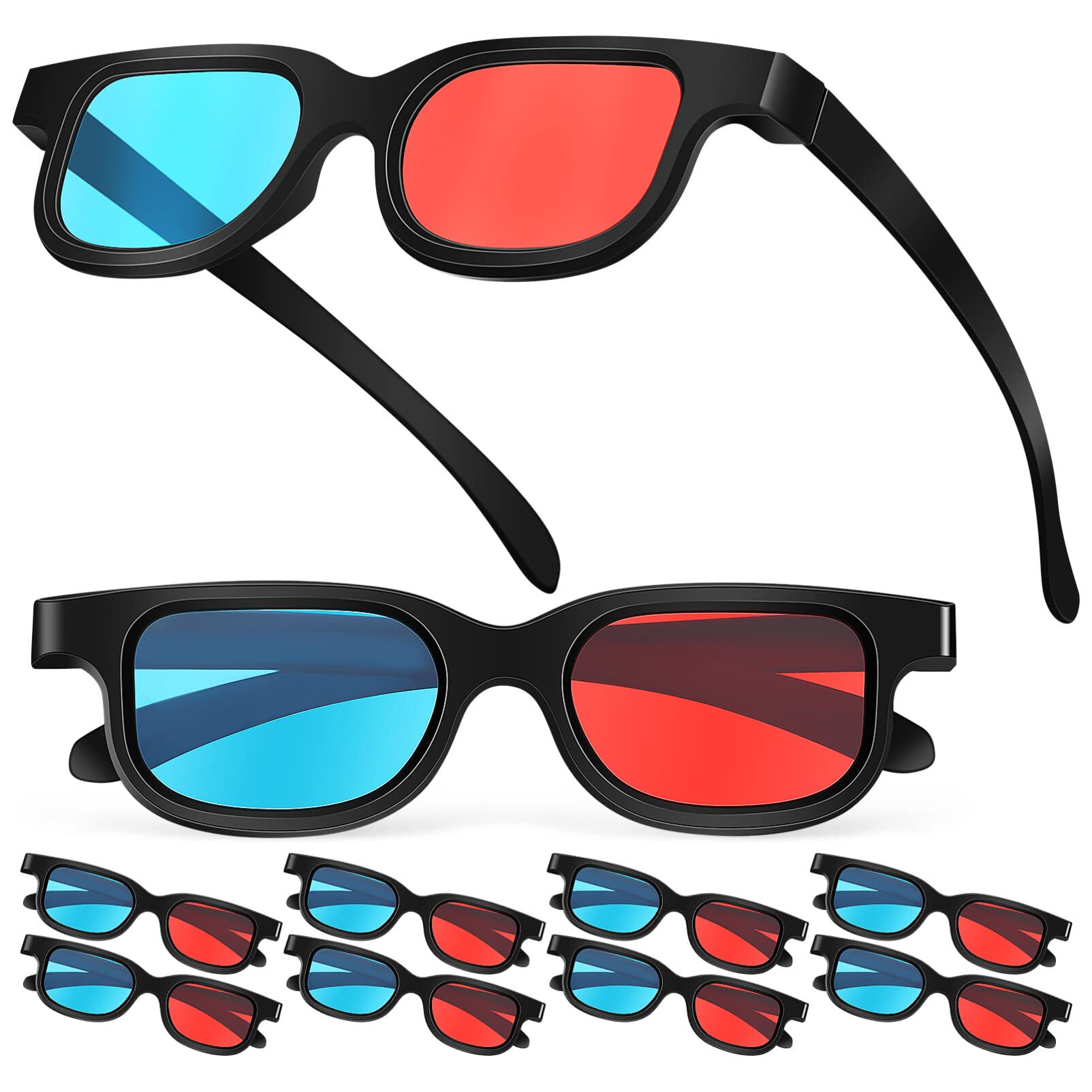 Peacoco 10 Pcs 3D Viewing Glasses 3D Movie Game Glasses Red-Blue 3D Glasses for TV Cinema Films