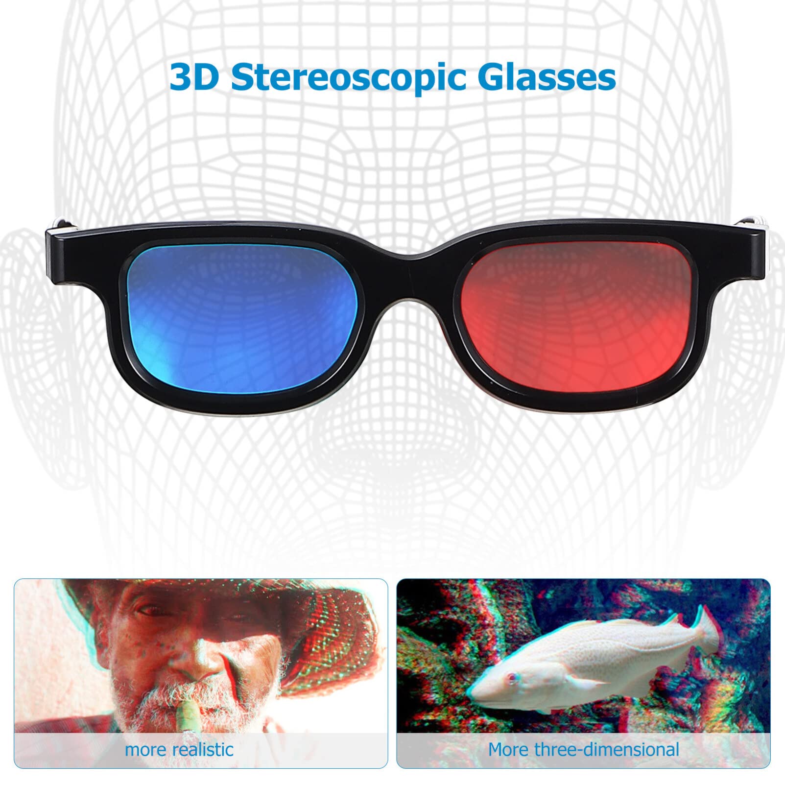 Peacoco 10 Pcs 3D Viewing Glasses 3D Movie Game Glasses Red-Blue 3D Glasses for TV Cinema Films