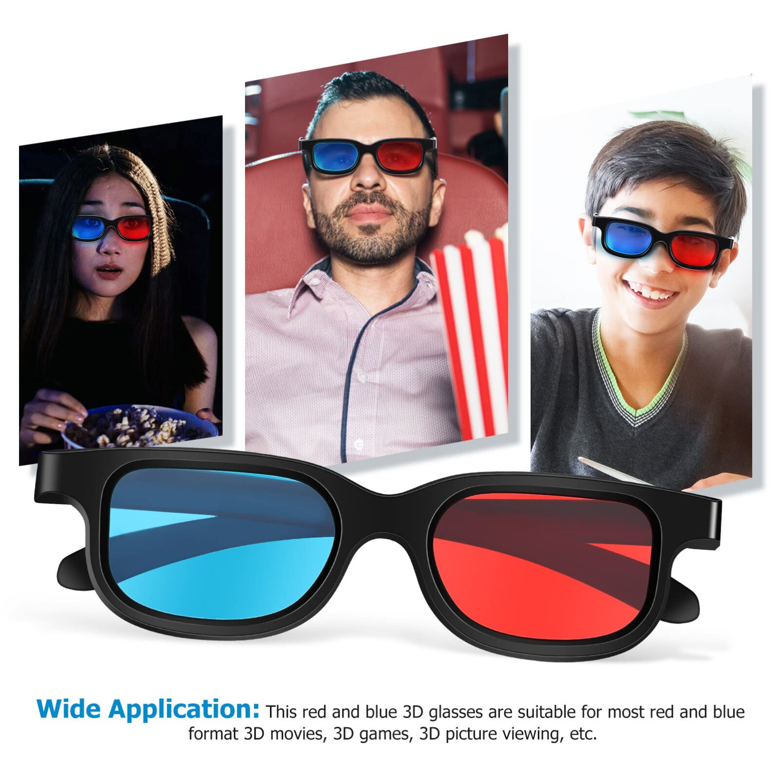 Peacoco 10 Pcs 3D Viewing Glasses 3D Movie Game Glasses Red-Blue 3D Glasses for TV Cinema Films