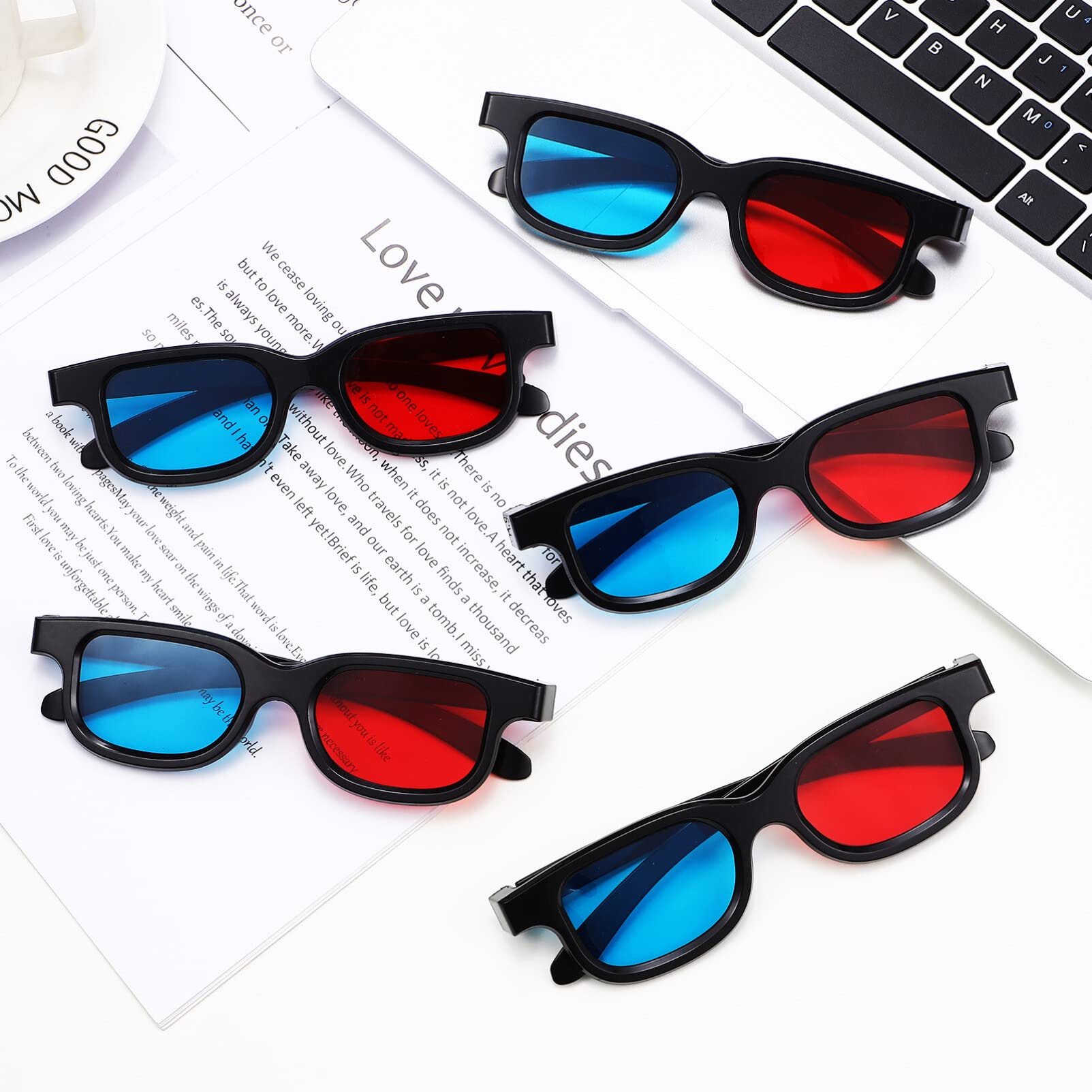 Peacoco 10 Pcs 3D Viewing Glasses 3D Movie Game Glasses Red-Blue 3D Glasses for TV Cinema Films