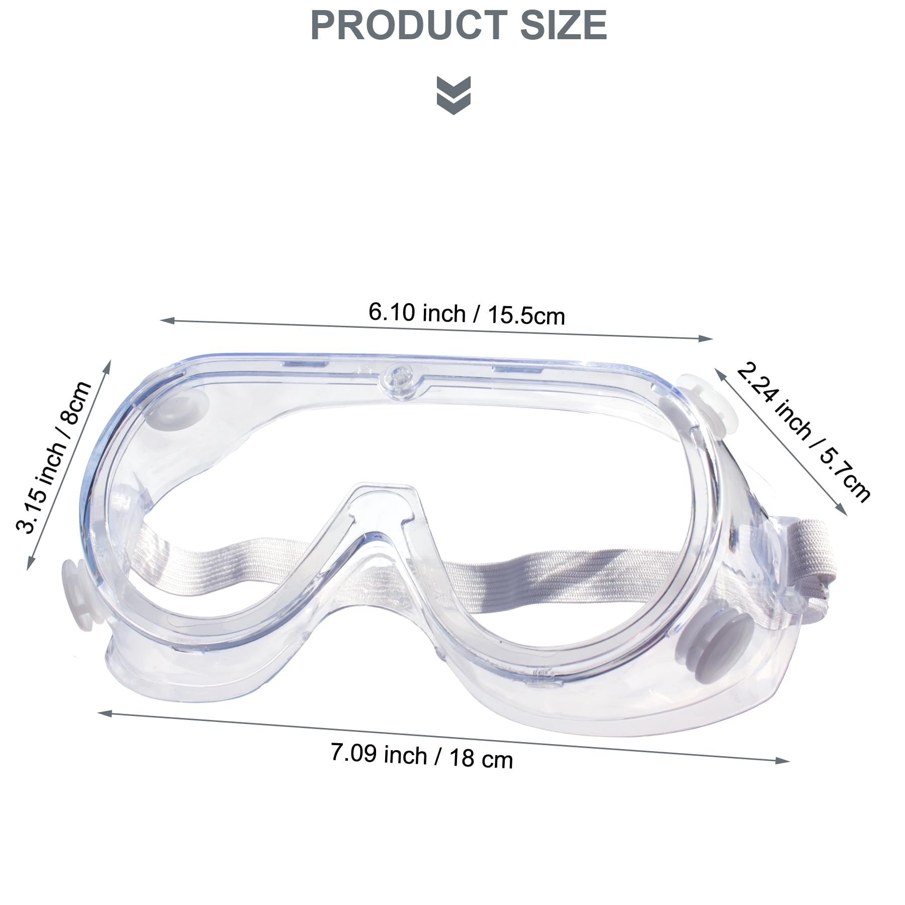 Peacoco 4 Pack Protective Safety Goggle for lab chemistry soft lightweight goggles over prescription glasses Anti-Fog worker construction Eye protection Science Onion Cutting and More White