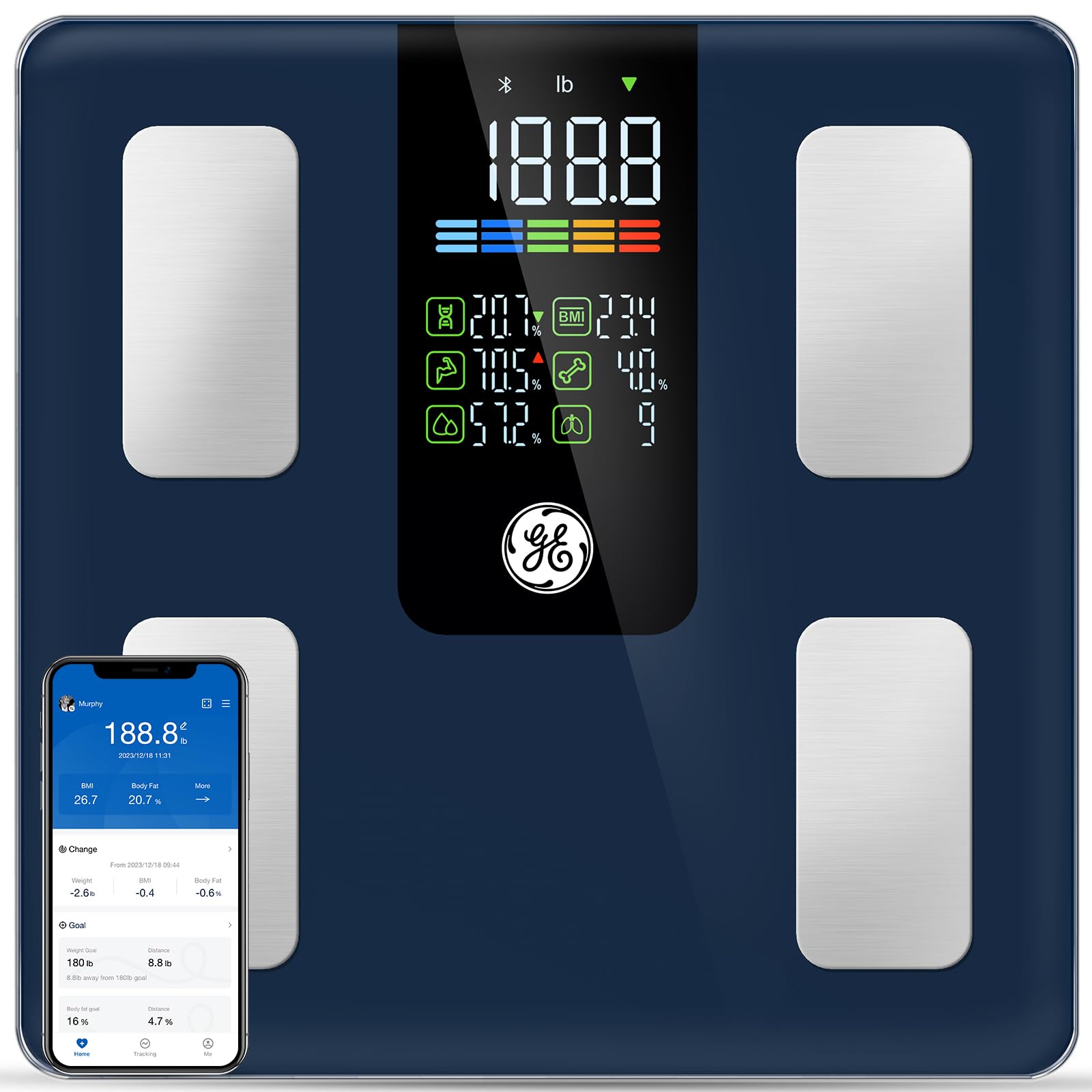 Peacoco Scale for Body Weight Smart: Digital Bathroom Body Fat Scales for BMI Muscle Bluetooth Body Composition Monitor 11.8" Large Platform Accurate Weighing Machine Health Analyzer with App 500lbs