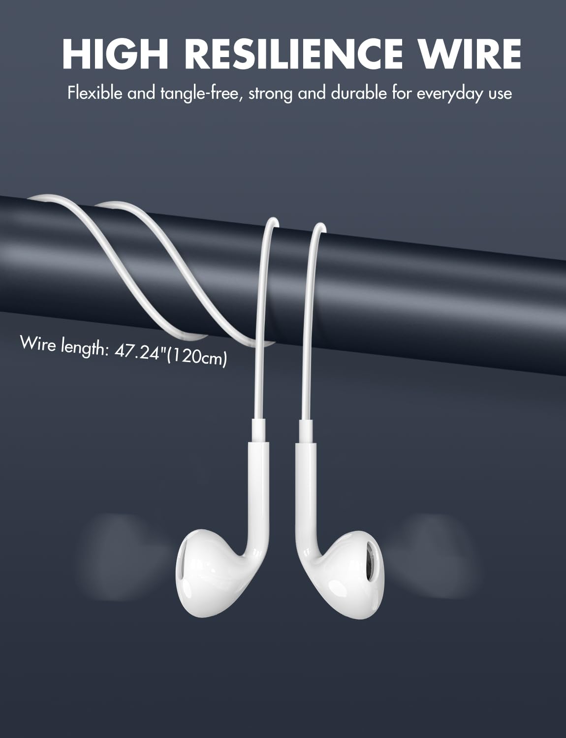 Peacoco Wired Earbuds,【Ultra Clear Calls & no Noise】 Headphones Earbuds Wired 3.5mm, in-Ear Earphones with Mic, Compatible with iPhone/iPad/Android/Laptop/PC 【2 Pack